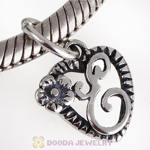 New Style Authentic Sterling Silver Heart Dangle Letter E Beads