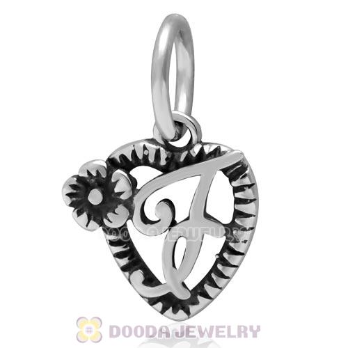 New Style Authentic Sterling Silver Heart Dangle Letter F Beads