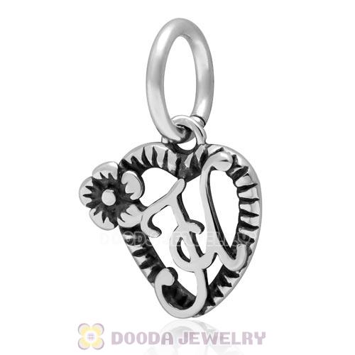 New Style Authentic Sterling Silver Heart Dangle Letter H Beads