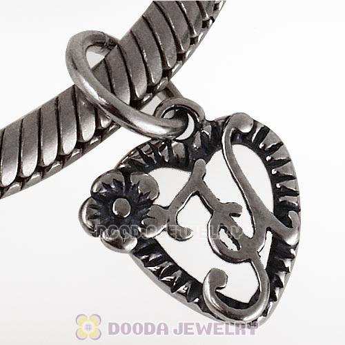 New Style Authentic Sterling Silver Heart Dangle Letter H Beads