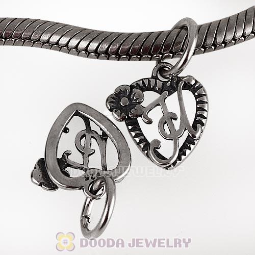 New Style Authentic Sterling Silver Heart Dangle Letter H Beads