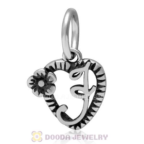 New Style Authentic Sterling Silver Heart Dangle Letter J Beads
