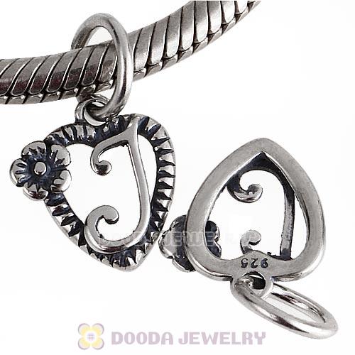 New Style Authentic Sterling Silver Heart Dangle Letter I Beads