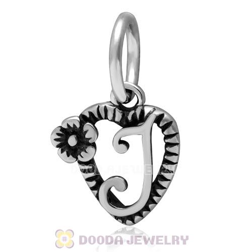 New Style Authentic Sterling Silver Heart Dangle Letter I Beads