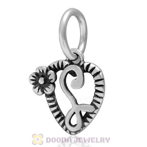 New Style Authentic Sterling Silver Heart Dangle Letter L Beads