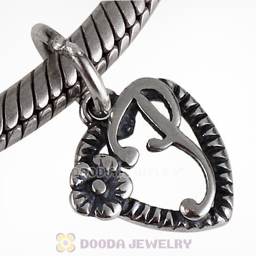 New Style Authentic Sterling Silver Heart Dangle Letter P Beads