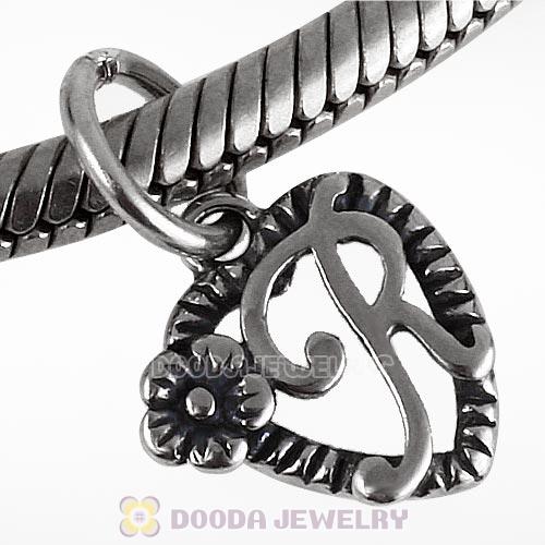 New Style Authentic Sterling Silver Heart Dangle Letter R Beads