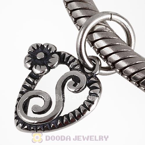 New Style Authentic Sterling Silver Heart Dangle Letter S Beads