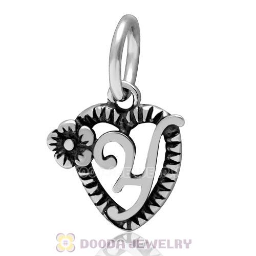 New Style Authentic Sterling Silver Heart Dangle Letter Y Beads