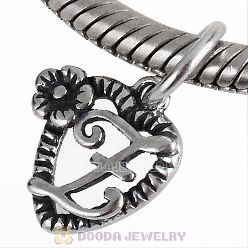 New Style Authentic Sterling Silver Heart Dangle Letter Z Beads