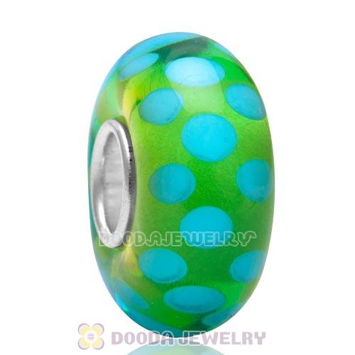 Blue Dots Style Top Class European Glass Beads with 925 Silver Core
