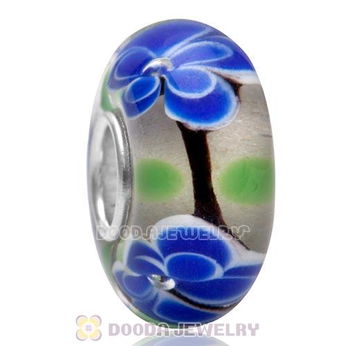 High Class European Style 925 Silver Core Big Flower Glass Beads for Jewelry