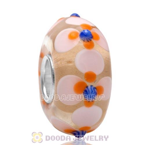 European Flower Style High Class Glass Beads for Jewelry with 925 Silver Core