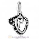 New Style Authentic Sterling Silver Heart Dangle Letter C Beads