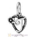 New Style Authentic Sterling Silver Heart Dangle Letter T Beads
