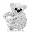 New Authentic Sterling Silver CZ Stone Pave Cute Koala Animal Charm Bead 