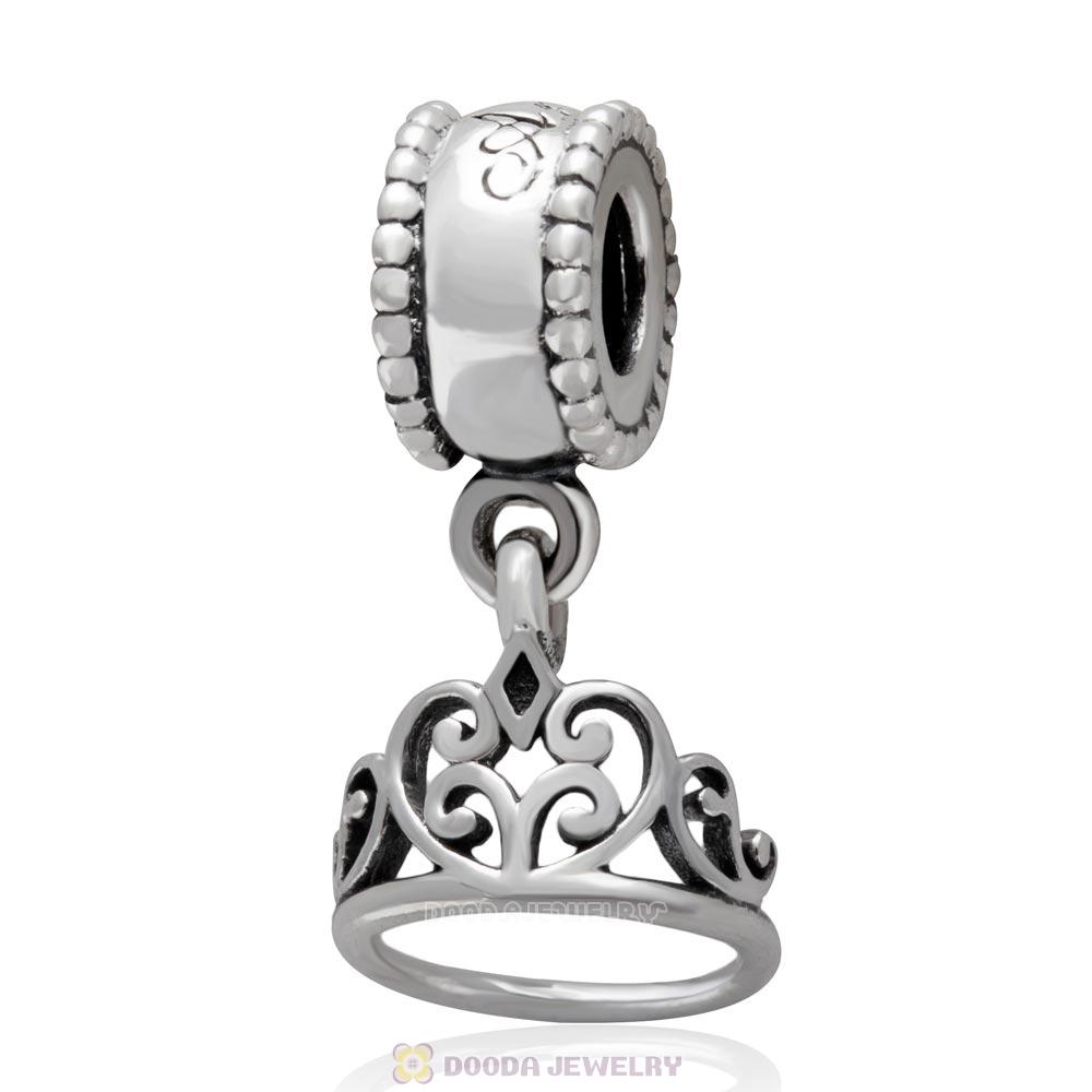 925 Sterling Silver Fairy Tale Charm Snow White Crown Dangle Bead