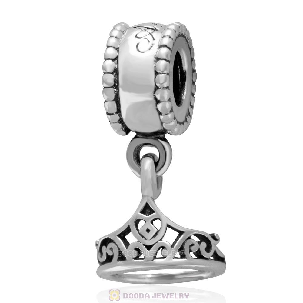 925 Sterling Silver Belle Tiara Crown Dangle Charm Bead for European Bracelet