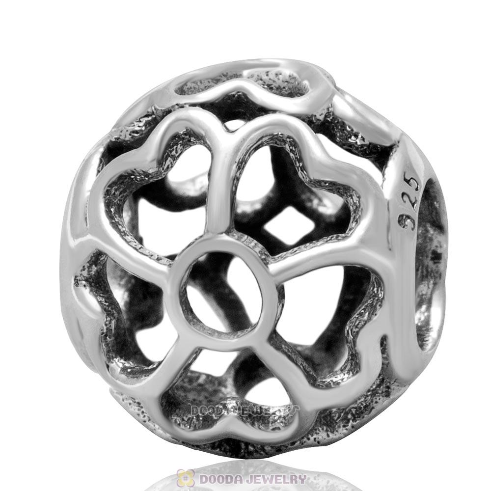 European Style 925 Sterling Silver Openwork Primrose Meadow Charm Bead