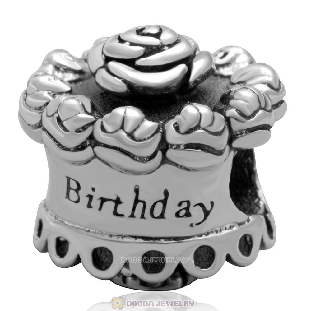 925 Sterling Silver New Style Happy Birthday Cake Charm Bead
