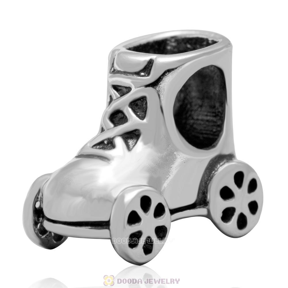 925 Sterling Silver Ice Skate Boot European Charm Bead 