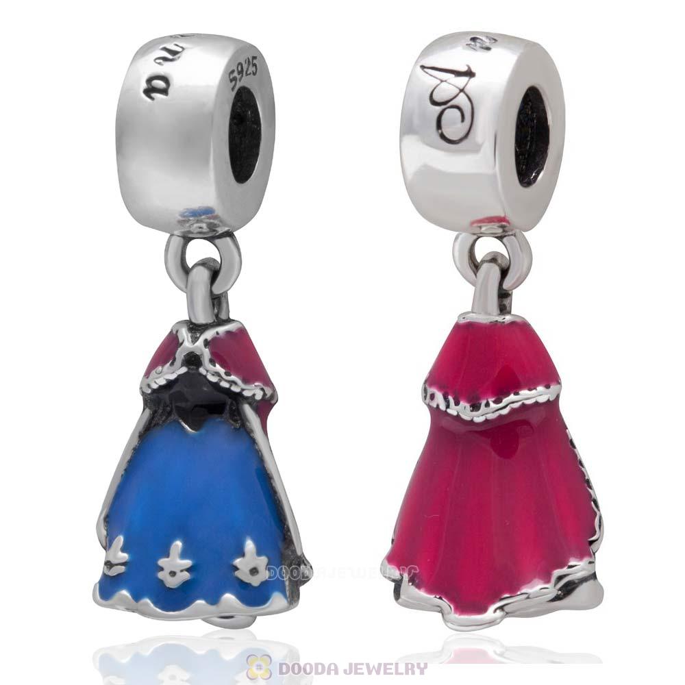 925 Sterling Silver Frozen Anna Dress Dangle Charms