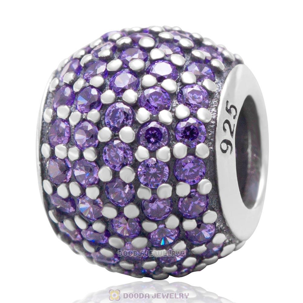 925 Sterling Silver Tanzanite Pave Lights with Tanzanite CZ Bead 