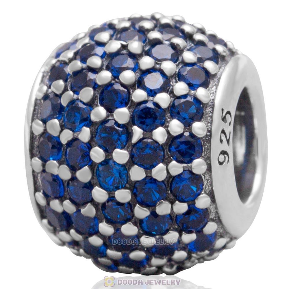 925 Sterling Silver Sapphire Pave Lights with Sapphire CZ Bead 