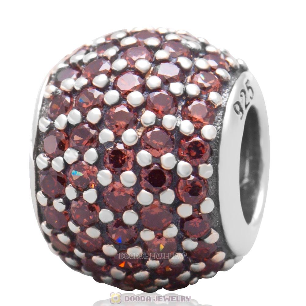 925 Sterling Silver Smoked Topaz Pave Lights with Smoked Topaz CZ Bead 