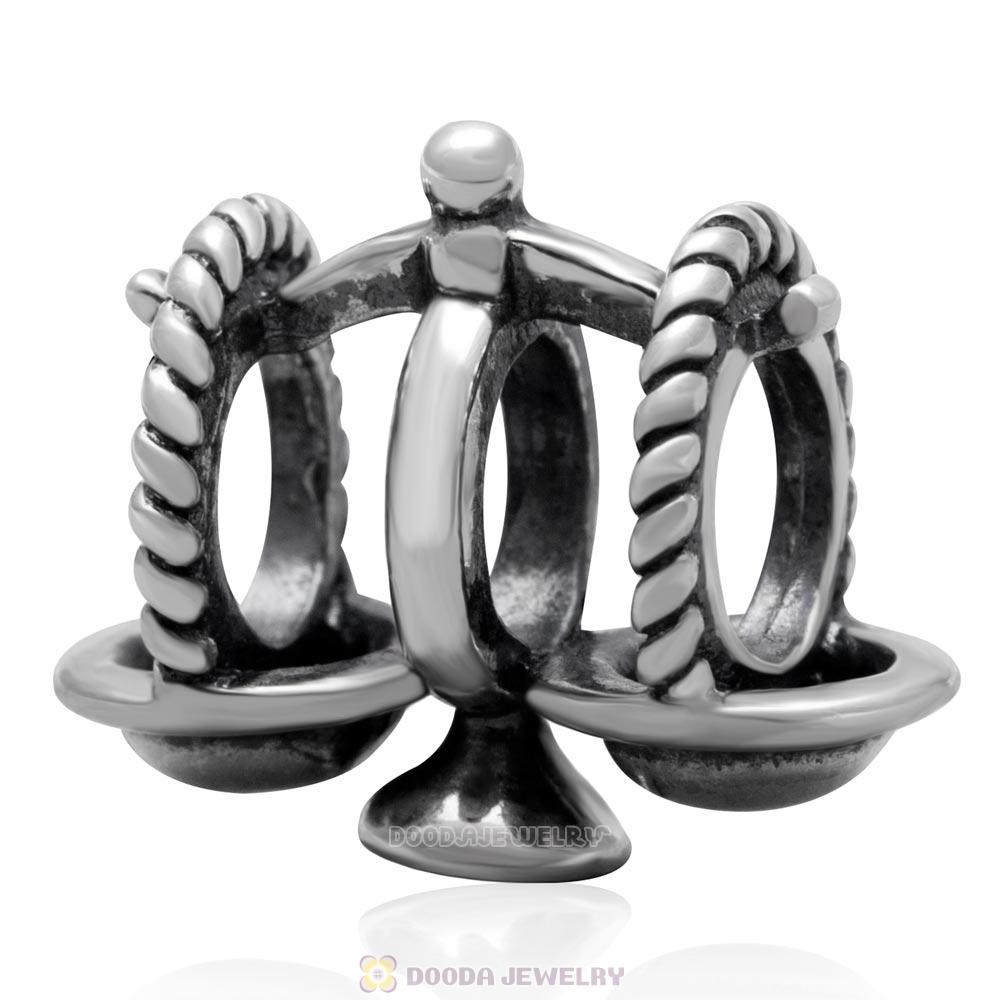 Antique 925 Sterling Silver Zodiac Libra Scales Charm Bead