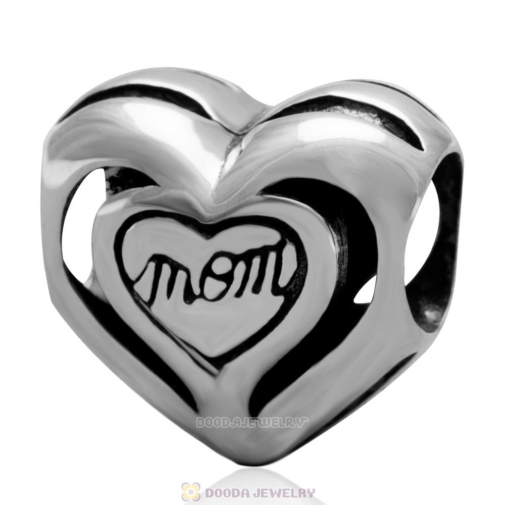 Mom Heart 925 Sterling Silver European Charm Bead
