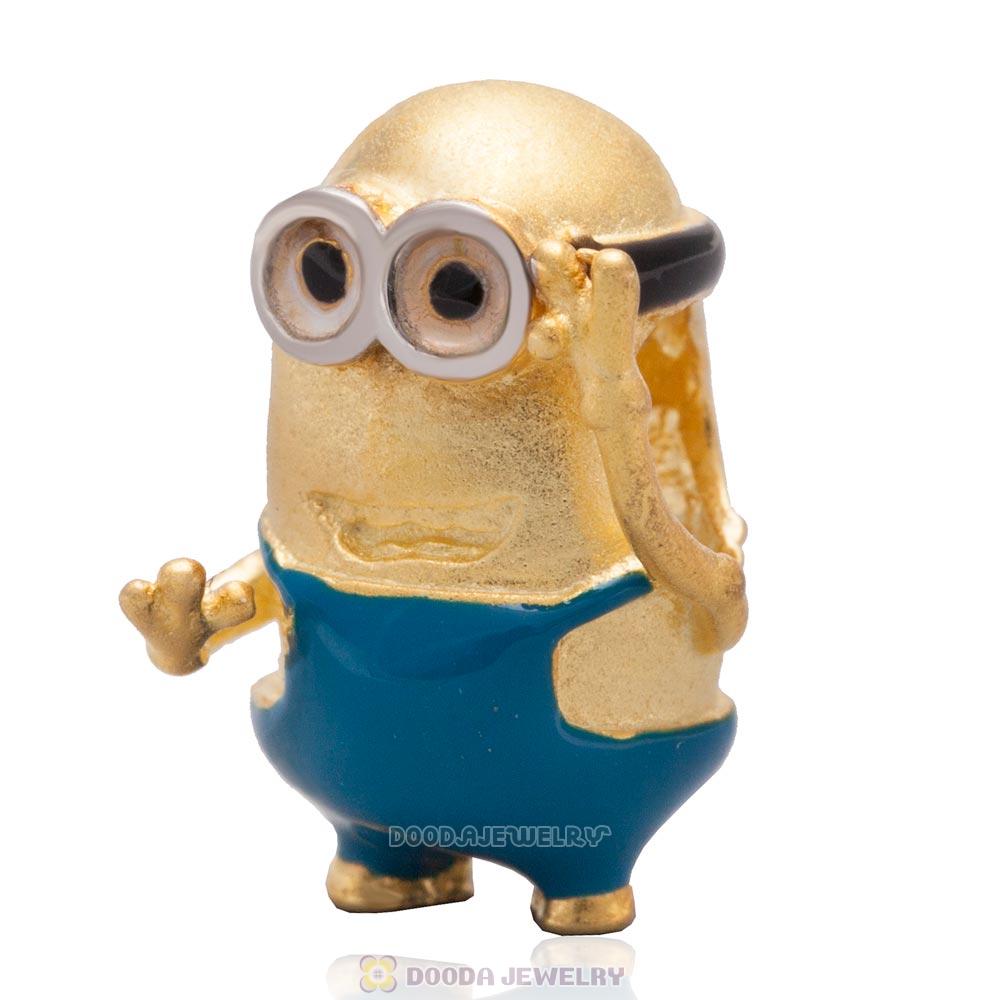 Popular TV Character Pegman Dave Gold Plated Sterling Silver Bead