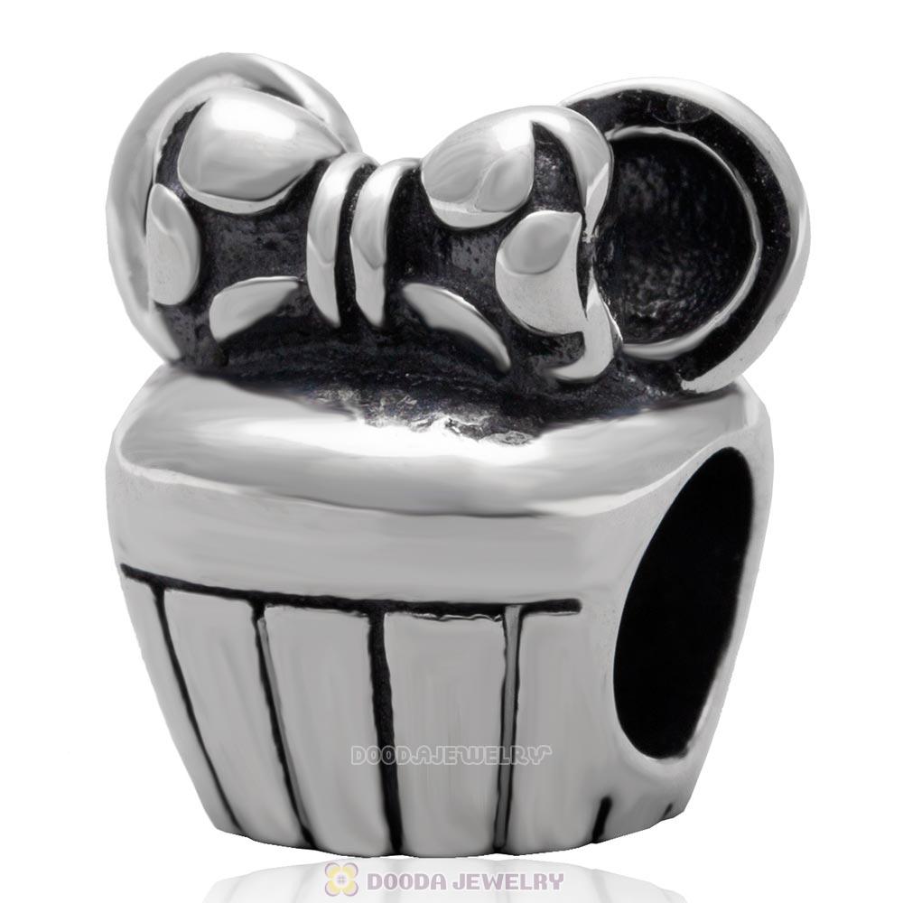 925 Sterling Silver Minnie Cupcake Charm Bead