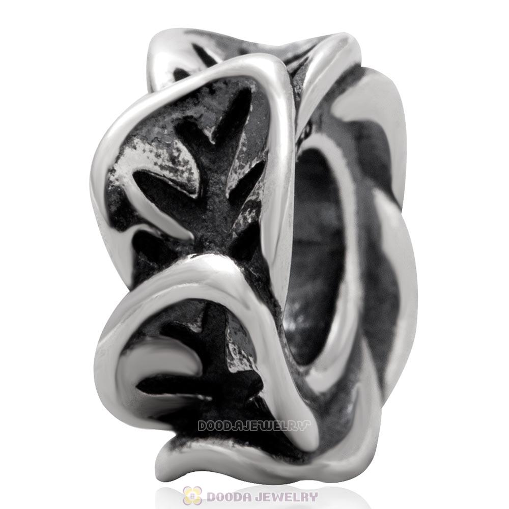 925 Antique Sterling Silver Leaf Around Charm Bead