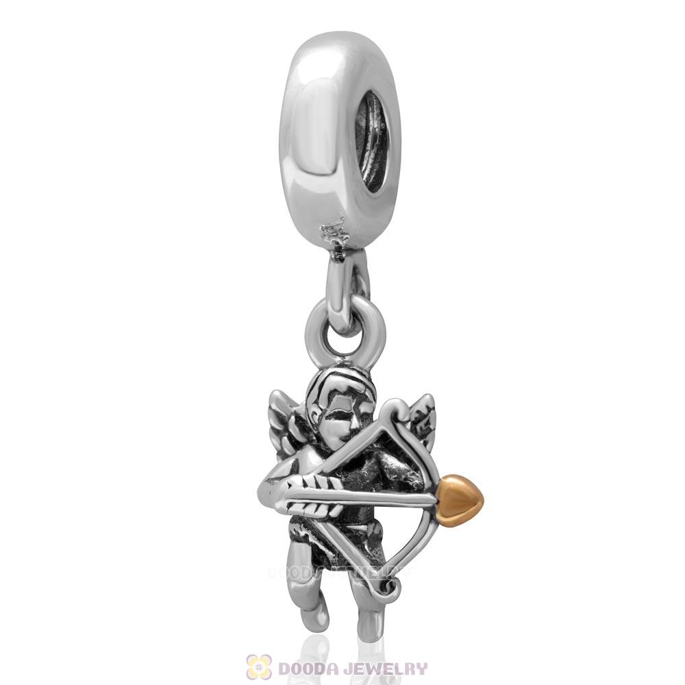 Solid Sterling Silver Cupid Love Dangle Charm Bead