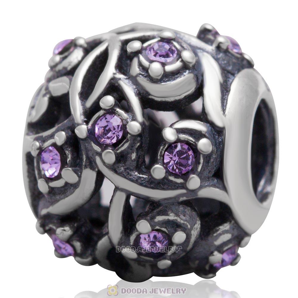 European Style Sterling Silver Violet Austrian Crystal Bead 