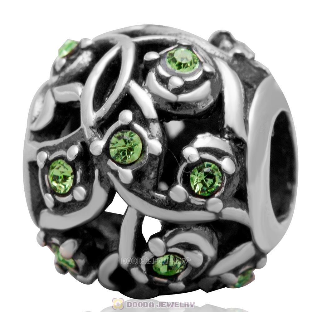 European Style Sterling Silver Peridot Austrian Crystal Bead