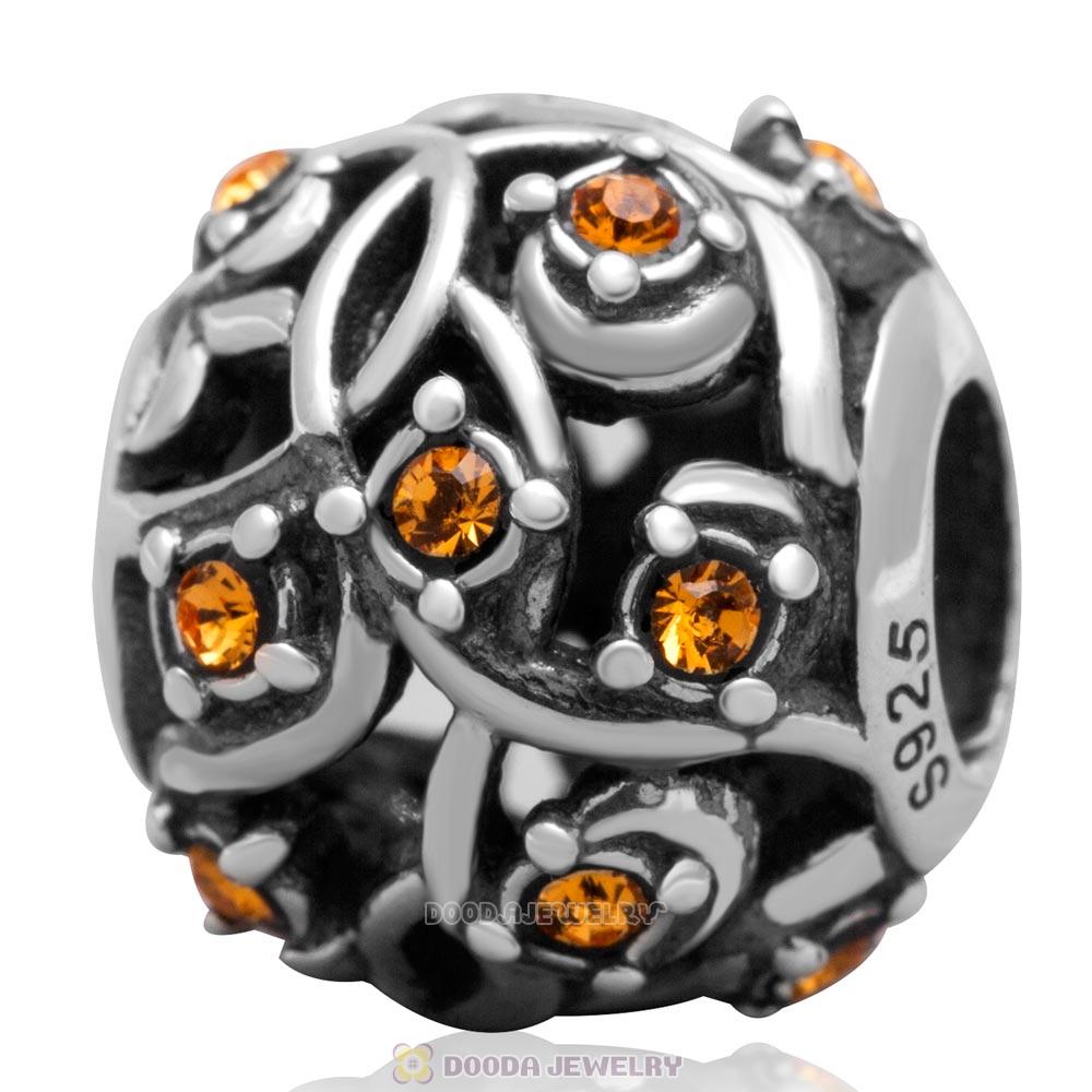 European Style Sterling Silver Topaz Austrian Crystal Bead 