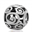 Antique Sterling Silver European Mickey Swirls Charm Bead