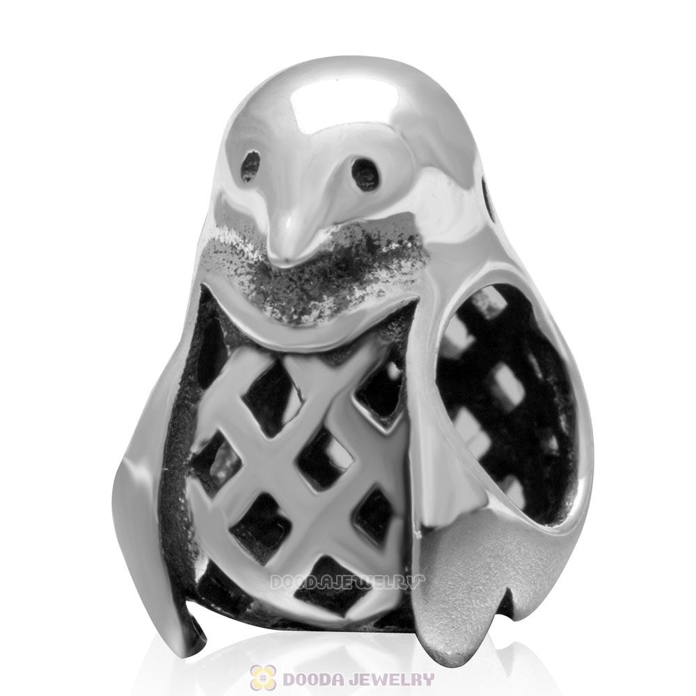 Penguin Charm New Style Antique Sterling Silver Bead