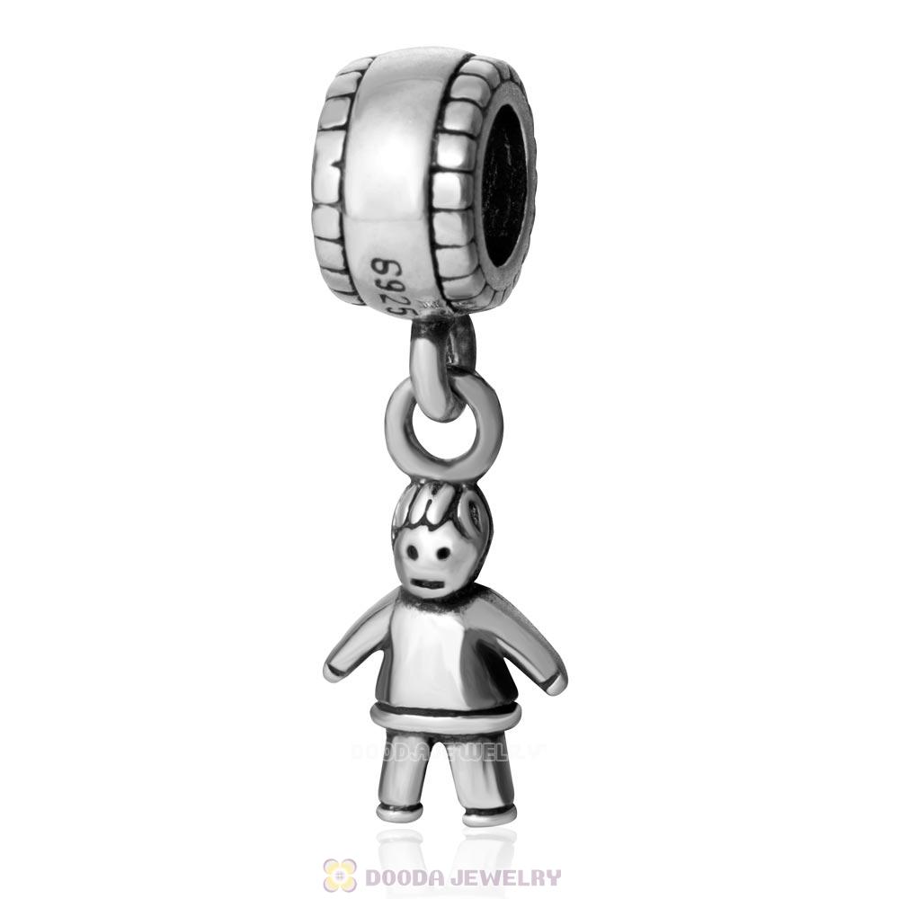 Happy Boy Charms Handmade 925 Sterling Silver Dangle Bead