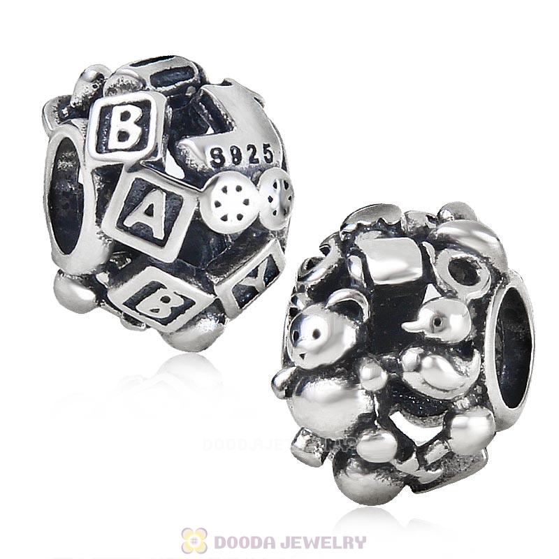 Barrel with Various Baby Items 925 Sterling Silver Bead