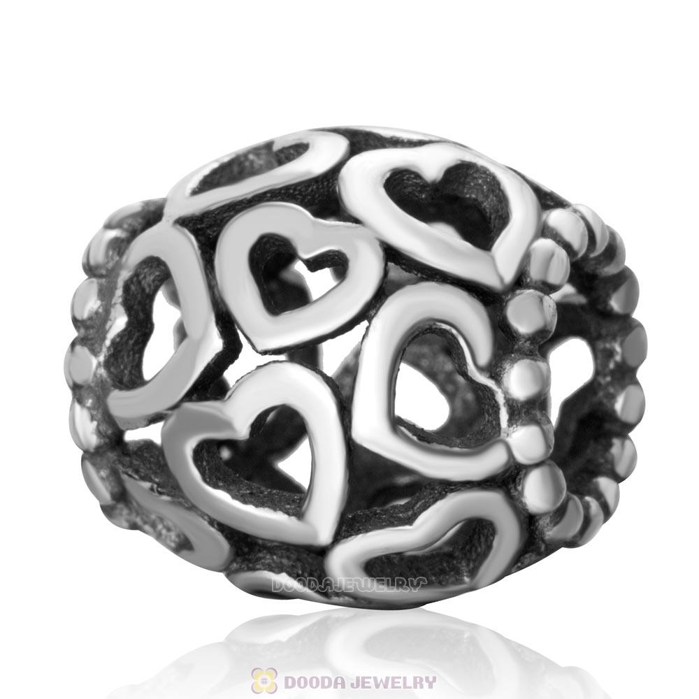 Solid Antique Sterling Silver Open Your Heart Charm Bead