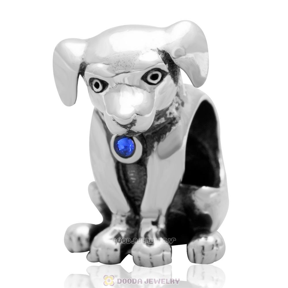 Dog Keep Home Charm 925 Sterling Silver Sapphire Australian Crystal Initial