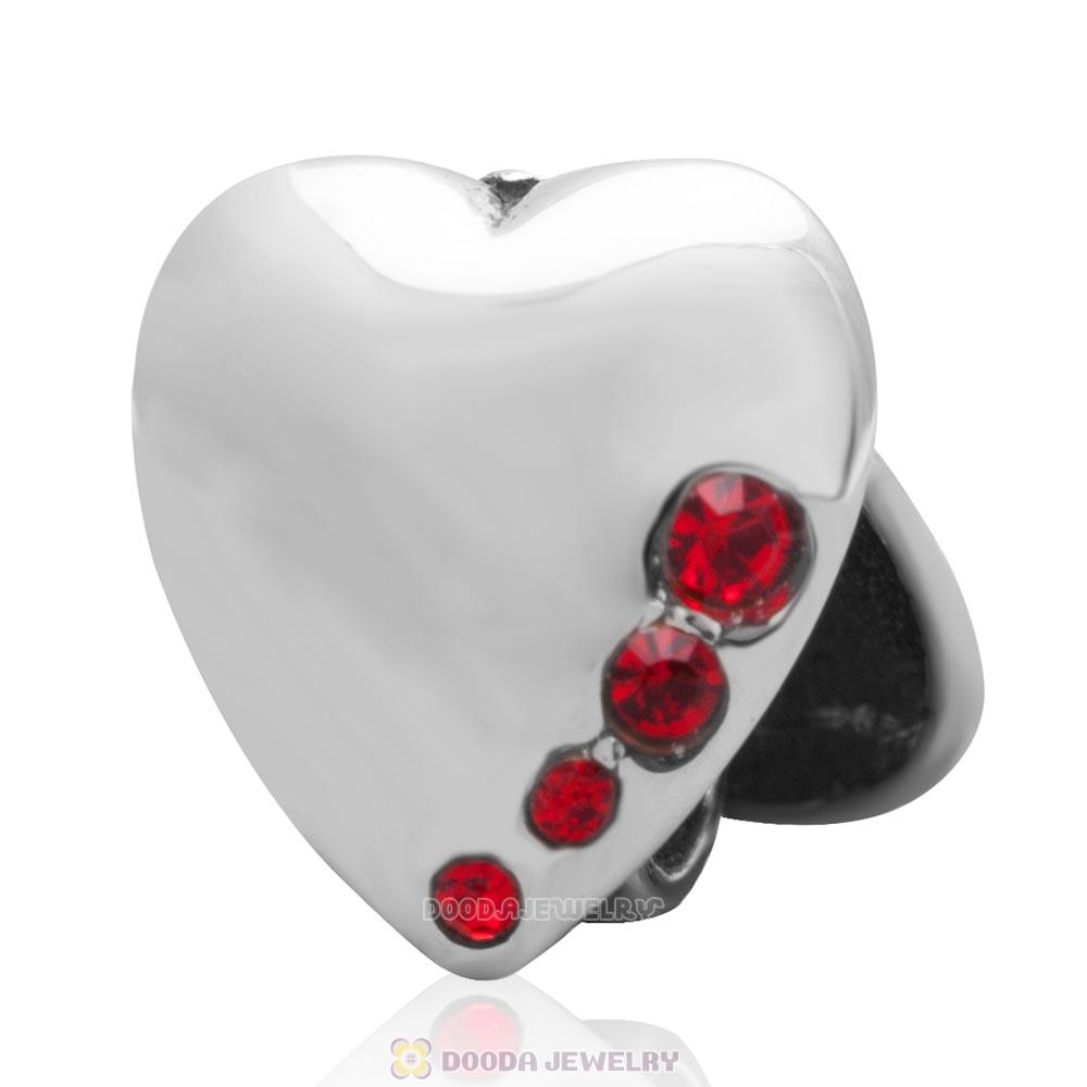 Heart to Heart Charm 925 Sterling Silver with Lt Siam Australian Crystal