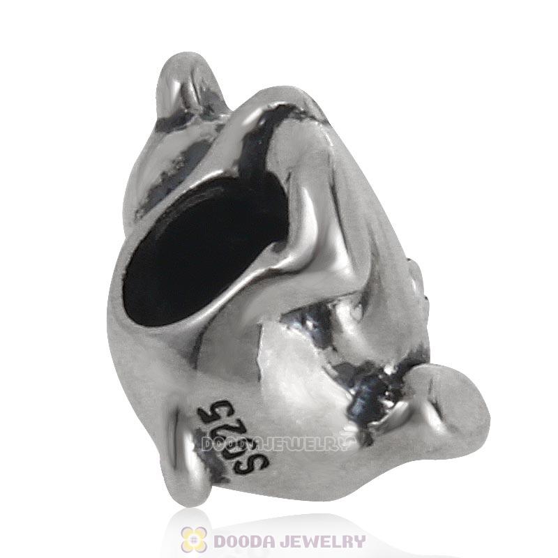 Bear Hug Heart Charm 925 Sterling Silver with Sapphire Austrian Crystal