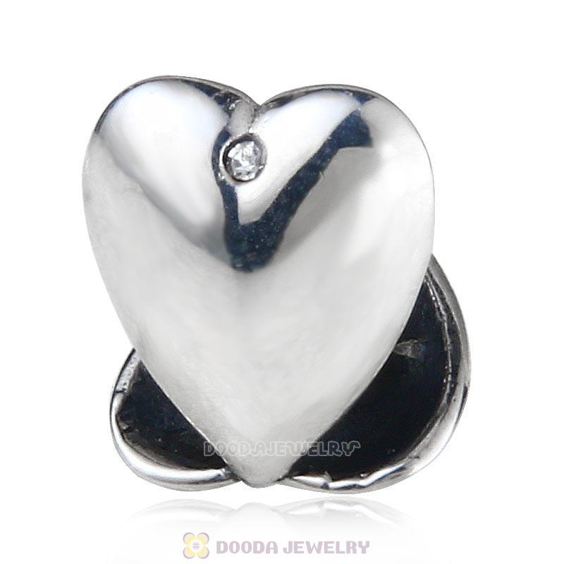 Heart to Heart Charm 925 Sterling Silver with Clear Australian Crystal
