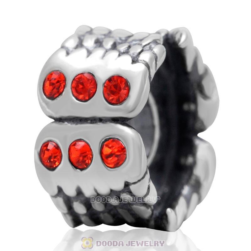 Wings Around 925 Sterling Silver European Charm Bead with Hyacinth Austrian Crystal