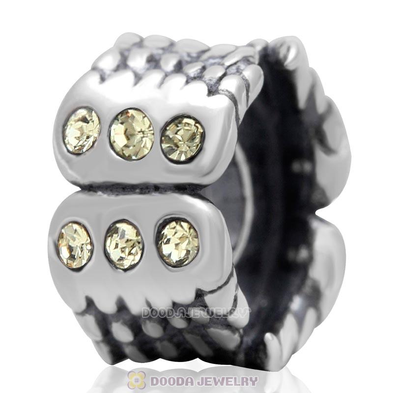 Wings Around 925 Sterling Silver European Charm Bead with Jonquil Austrian Crystal