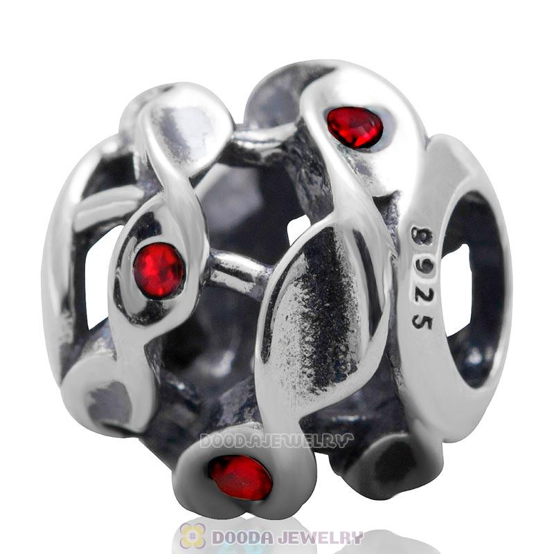 925 Sterling Silver Twist Charm Bead with Lt Siam Australian Crystal